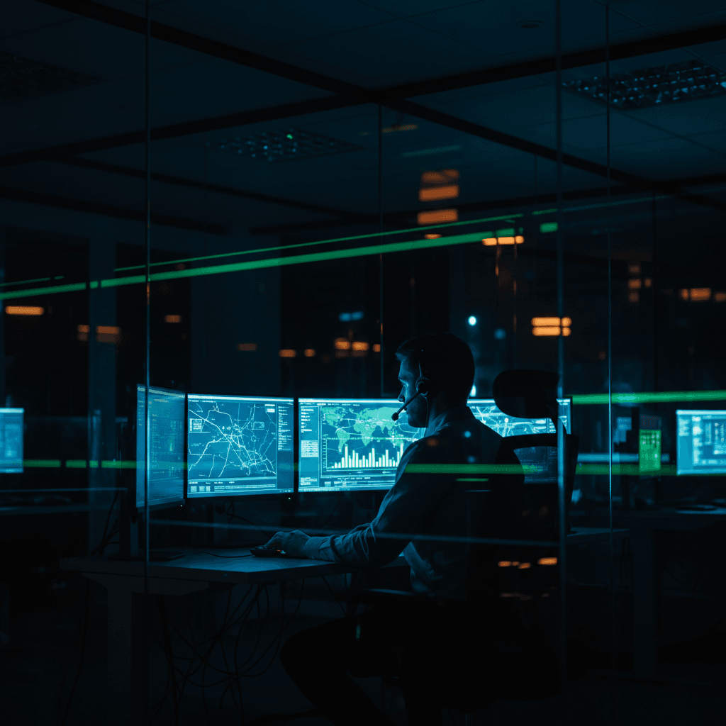 Logistics operations center with live tracking